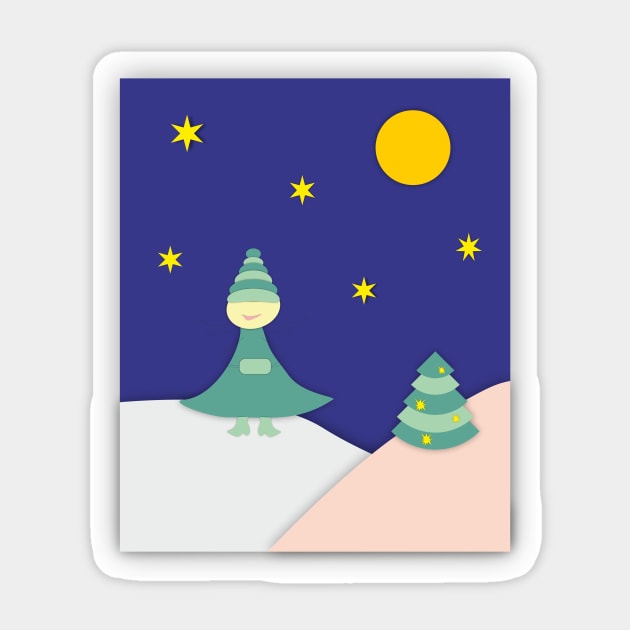 Bell girl on a winter evening Sticker by Evgeniya